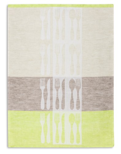 Jacquard Geschirrtuch, KRACHT, Halbleinen, Messer+Gabel grün, 50x70cm von Kracht seit 1810