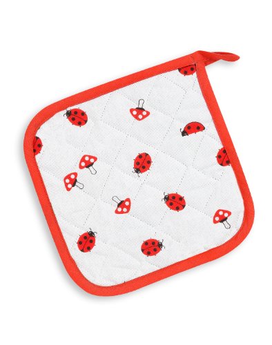 KRACHT, Ein Topflappen, 100% Baumwolle, Druckmotiv Marienkäfer/Pilze 22x22cm von Kracht seit 1810