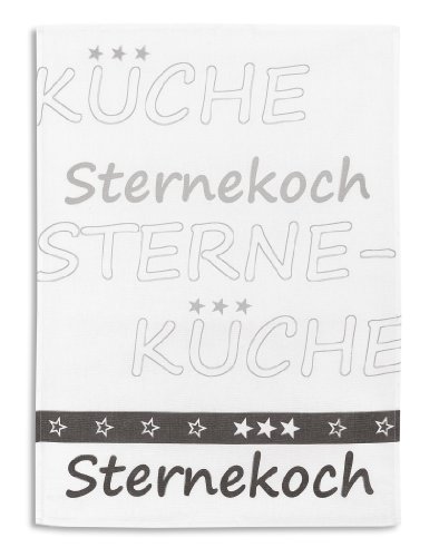 KRACHT, Halbleinen Geschirrtuch, Druckmotiv Sternekoch, anthrazit, Format 50/70 von Kracht seit 1810