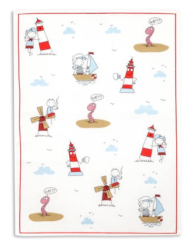 KRACHT, Halbleinen Geschirrtuch, Druckmotiv Wattwurm, ca. 50/70 cm KRACHT, Halbleinen Geschirrtuch, Druckmotiv Wattwurm, ca. 50/70 cm von Kracht seit 1810