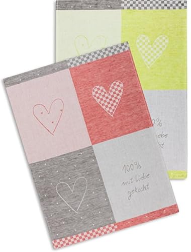 KRACHT Geschirrtuch 2er Set Jacquard Halbleinen, 100% Liebe, 50x70cm von Kracht seit 1810