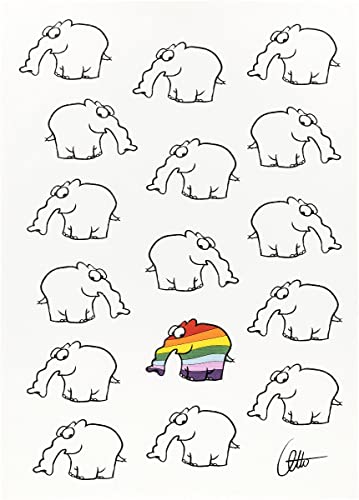KRACHT Geschirrtuch Halbleinen Druck Ottifant Rainbow 50x70 cm von Kracht seit 1810