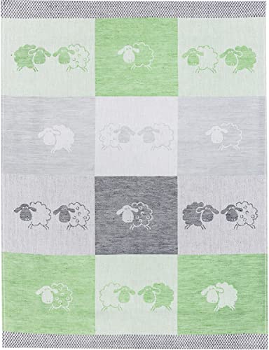 KRACHT Geschirrtuch Jacquard Halbleinen Schäfchen grün 50x70 cm von Kracht seit 1810