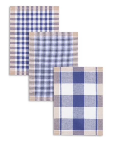 Kracht 3-er Pack Jacquard Geschirrtuch, Halbleinen, Karo sortiert, blau, 50x70cm von Kracht seit 1810