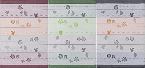 Küchenhandtuch Set 100% Baumwolle Jacquardtuch (3 Stück) "Eulen" von Kracht seit 1810