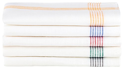 Kracht 3er Pack Geschirrtücher/Gläsertücher 100% Leinen Reinleinen 50x70 Rahmen 2-263-16 weiß/grün von KRACHT