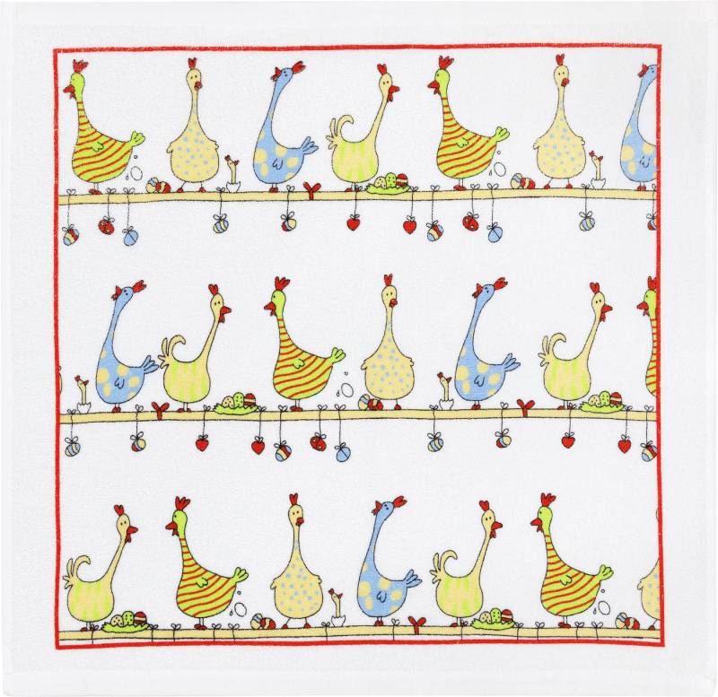 Kracht Geschirrtuch 2er Set Frottier Küchentuch Hühnerstange 50 x50 cm, (2-tlg), Baumfrollfrottee von Kracht