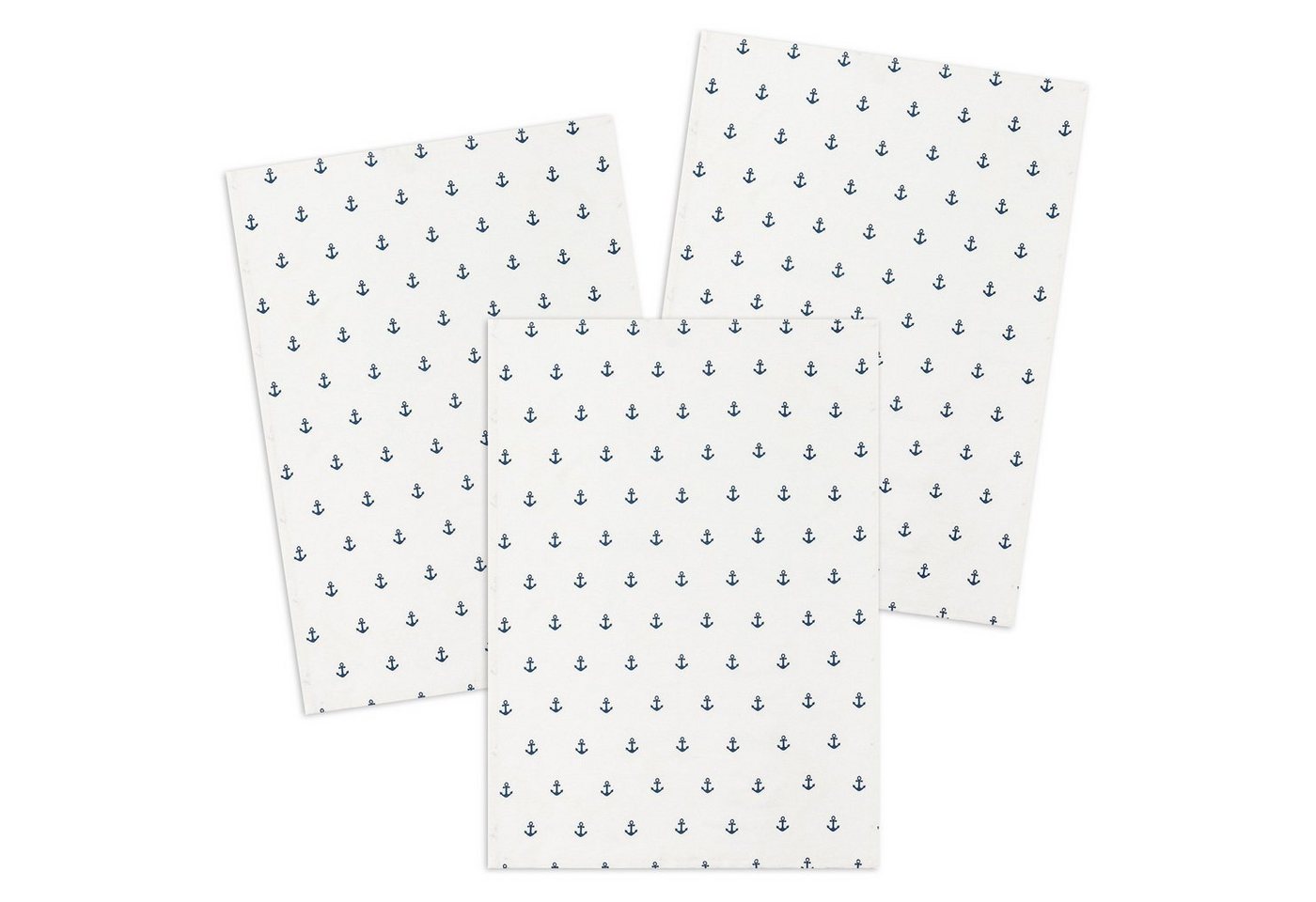 Kracht Geschirrtuch Anker, (Set, 3-tlg., Set), 3er Pack Geschirrtücher (3 Stück), ca. 50x70cm, Halbleinen bedruckt von Kracht
