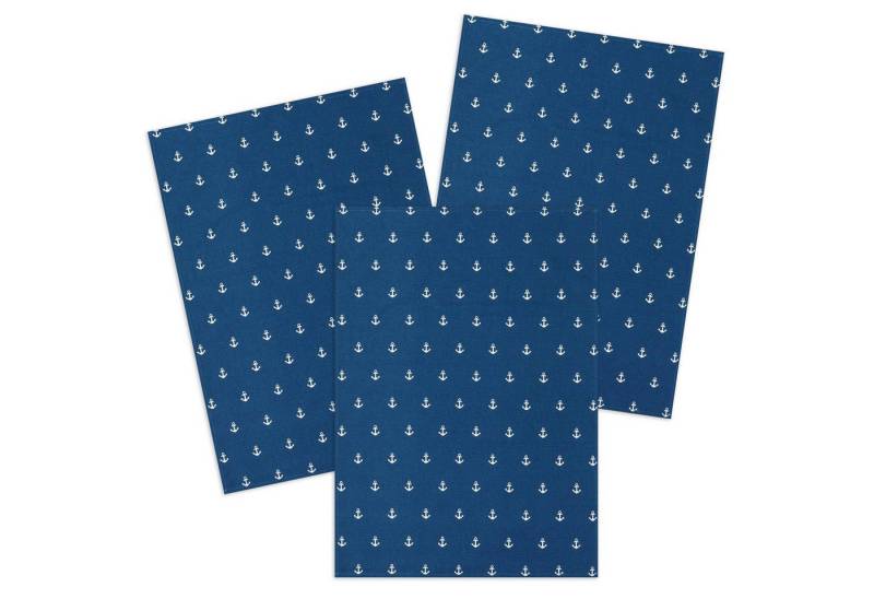 Kracht Geschirrtuch Anker, (Set, 3-tlg., Set), 3er Pack Geschirrtücher (3 Stück), ca. 50x70cm, Halbleinen bedruckt von Kracht