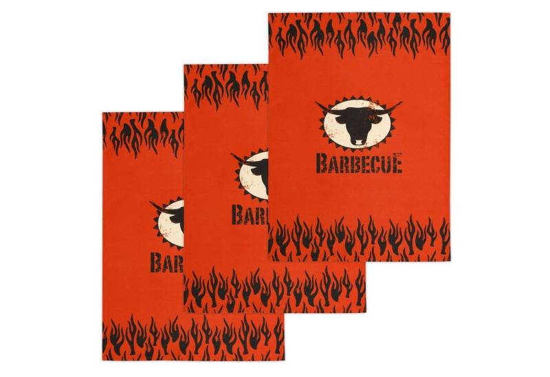 Kracht Geschirrtuch Barbecue, (Set, 3-tlg., Set), 3er Pack Geschirrtücher (3 Stück), ca. 50 x 70 cm, Halbleinen bedruckt von Kracht