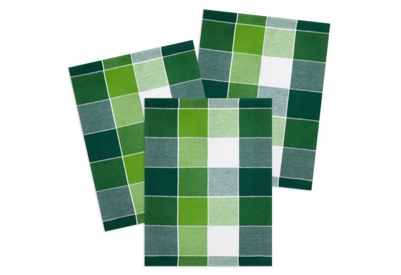 Kracht Geschirrtuch Blockkaro, (Set, 3-tlg., Set), 3er Pack Geschirrtücher (3 Stück), ca. 50x70cm, Halbleinen Jacquard von Kracht
