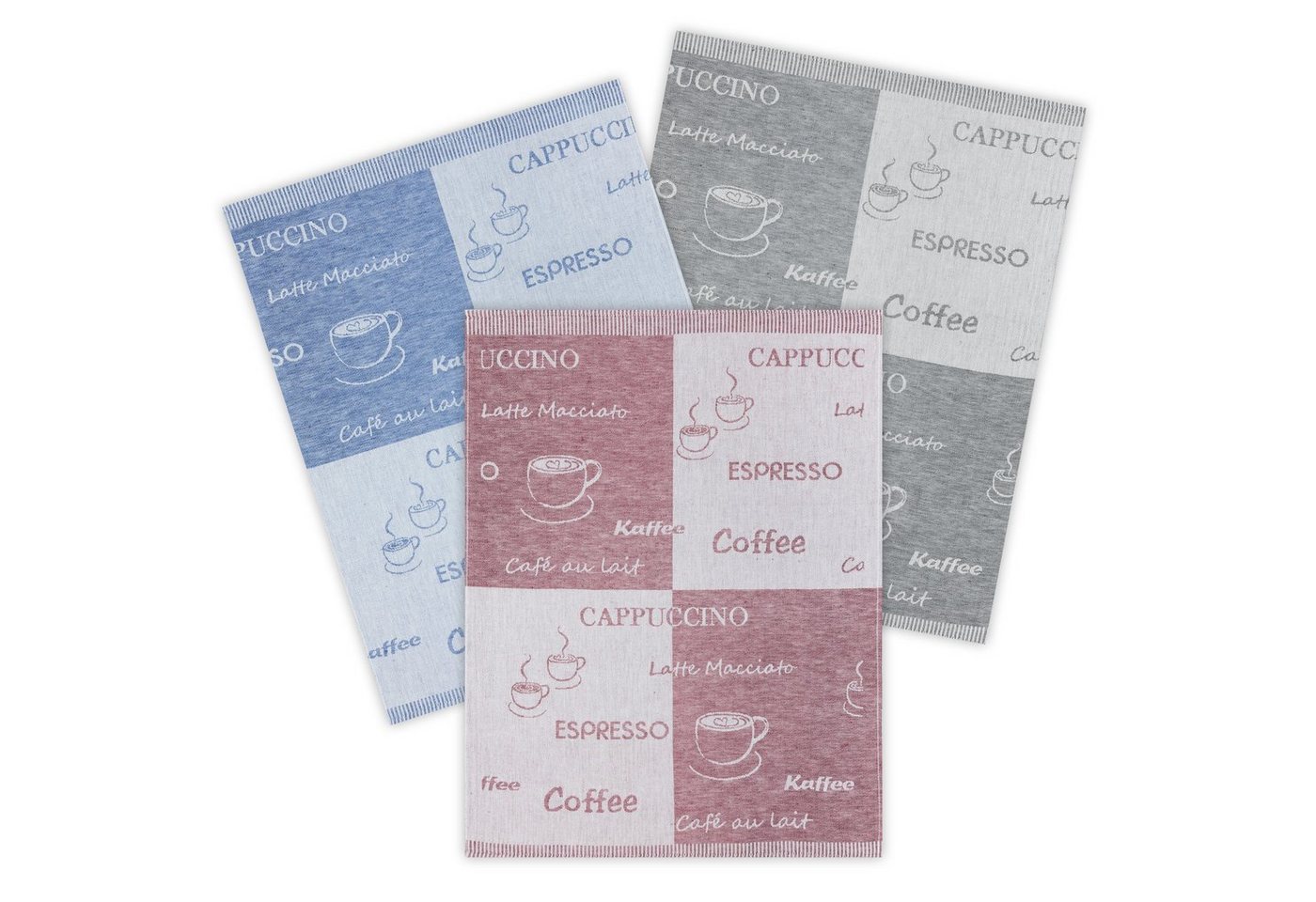 Kracht Geschirrtuch Coffee, (Set, 3-tlg., Set), 3er Pack Geschirrtücher (3 Stück), ca. 50 x 70 cm, Halbleinen Jacquard von Kracht