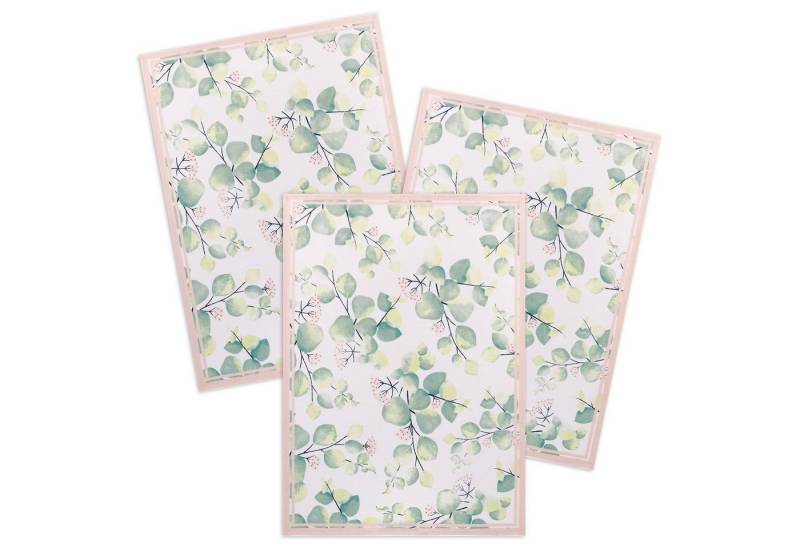 Kracht Geschirrtuch Eucaliptus, (Set, 3-tlg., Set), 3er Pack Geschirrtücher (3 Stück), ca. 50x70cm, Halbleinen bedruckt von Kracht