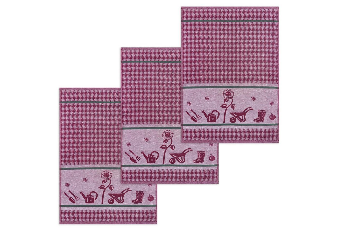 Kracht Geschirrtuch Gartenarbeit, (Set, 3-tlg., Set), 3er Pack Geschirrtücher (3 Stück), ca. 50x70cm, Halbleinen Jacquard von Kracht