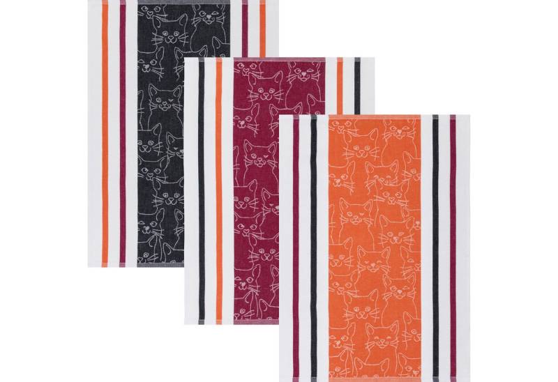 Kracht Geschirrtuch Geschirrtuch "Cat" 3er-Pack, Halbleinen Motiv Kracht Geschirrtuch Geschirrtuch "Cat" 3er-Pack, Halbleinen Motiv von Kracht