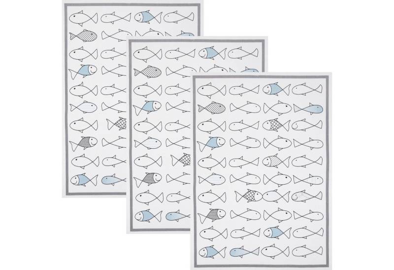 Kracht Geschirrtuch Geschirrtuch "Kiss Fish" 3er-Pack, Halbleinen Motiv von Kracht