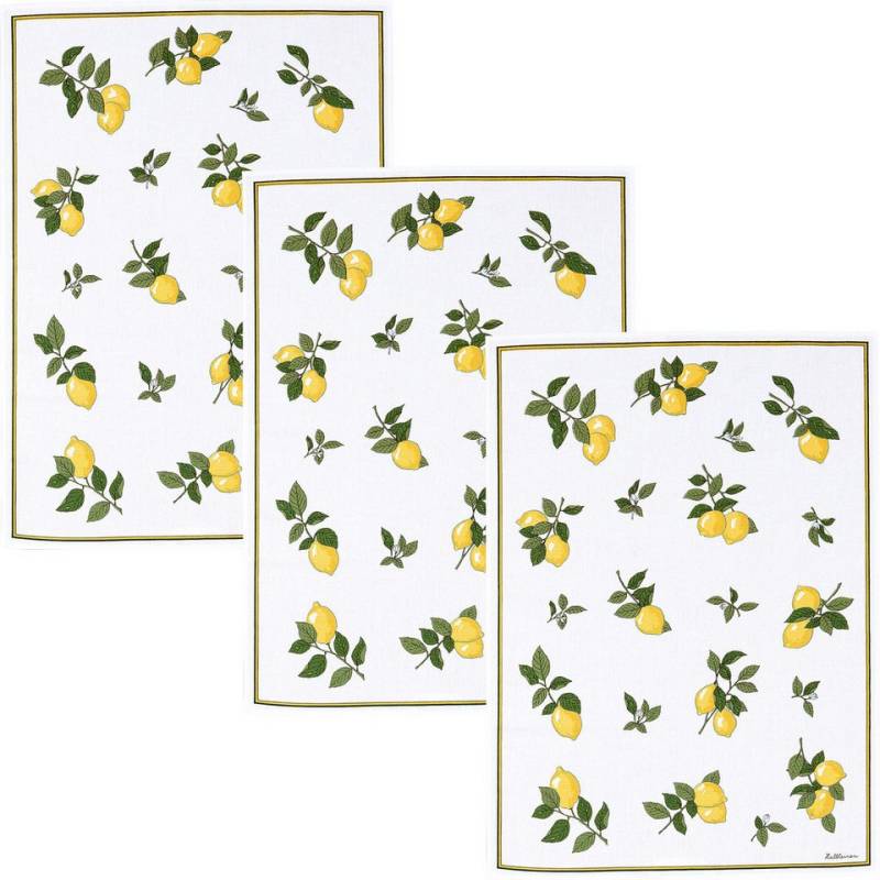 Kracht Geschirrtuch Geschirrtuch "Zitronen" 3er-Pack, Halbleinen Motiv von Kracht