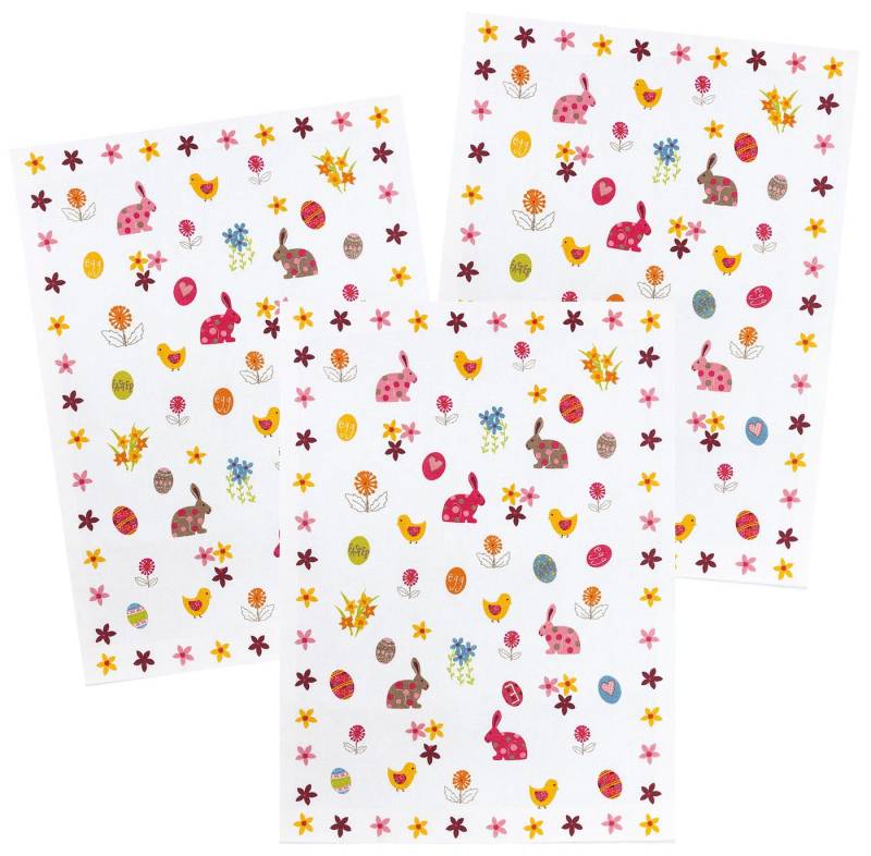 Kracht Geschirrtuch Häschen, (3-tlg., 3-teilig), Geschirrtücher (3 Stück), ca. 50 x 70 cm, Halbleinen bedruckt von Kracht