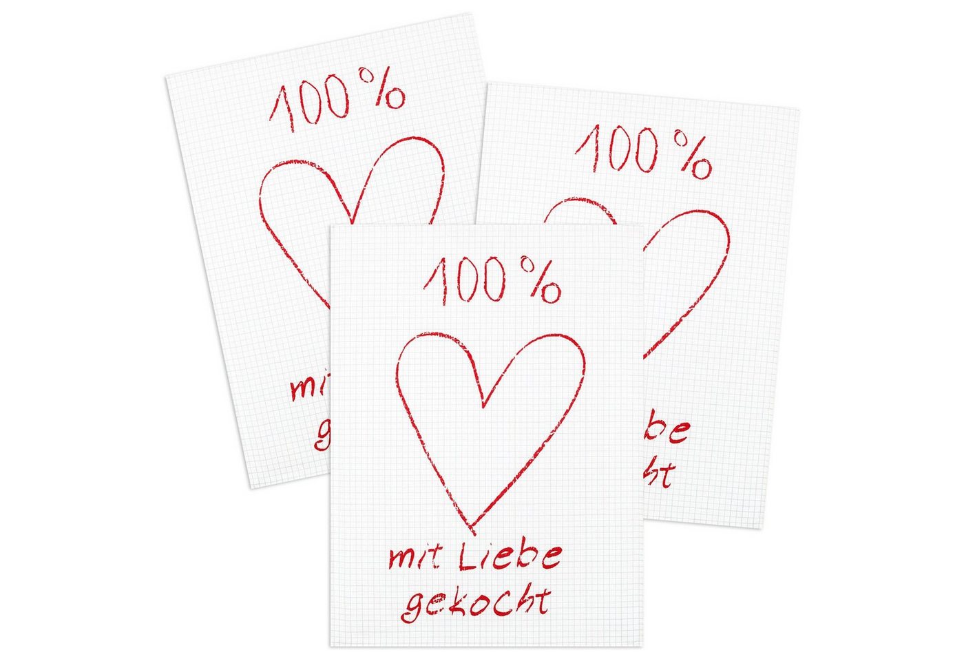 Kracht Geschirrtuch Mit Liebe gekocht, (Set, 3-tlg., Set), 3er Pack Geschirrtücher (3 Stück), ca. 50 x 70 cm, Halbleinen bedruckt von Kracht