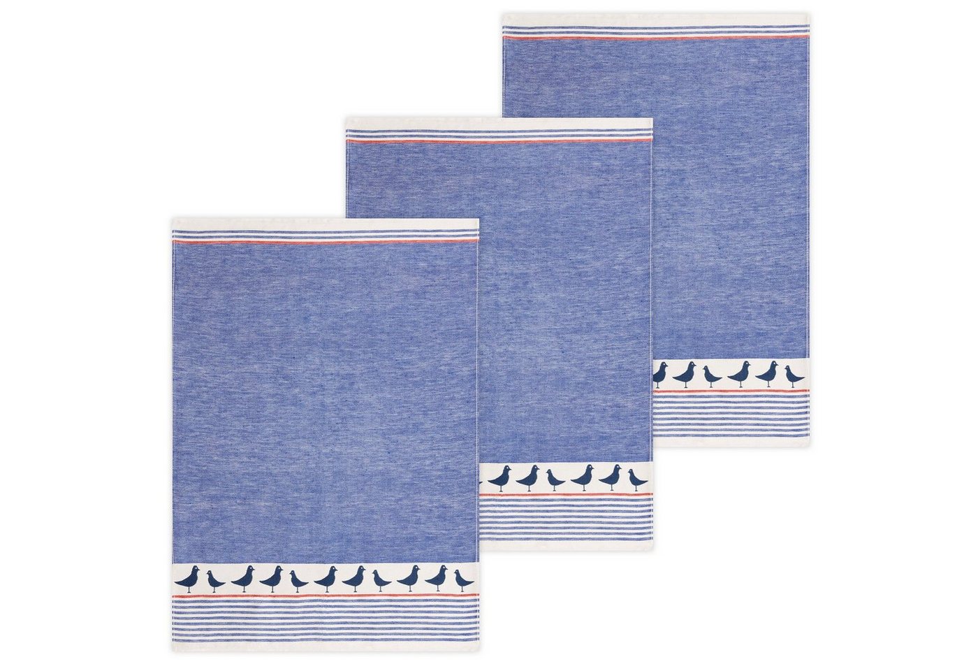 Kracht Geschirrtuch Nordsee, (Set, 3-tlg., Set), 3er Pack Geschirrtücher (3 Stück), ca. 50 x 70 cm, Halbleinen Jacquard von Kracht