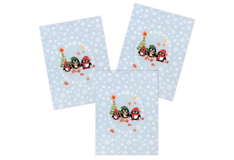 Kracht Geschirrtuch Pinguine Weihnachten, (Set, 3-tlg., Set), 3er Pack Geschirrtücher (3 Stück), ca. 50 x 70 cm, Halbleinen bedruckt von Kracht