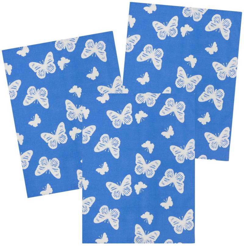 Kracht Geschirrtuch Schmetterlinge, (3-tlg., 3-teilig), 3er Pack Geschirrtücher (3 Stück), ca. 50 x 70 cm, Halbleinen bedruckt von Kracht