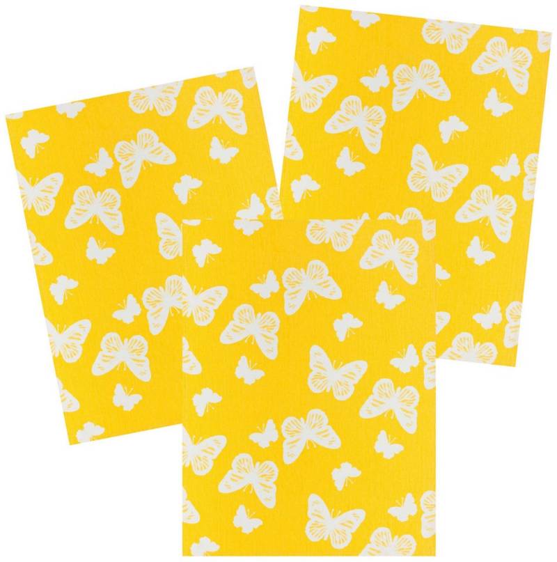 Kracht Geschirrtuch Schmetterlinge, (3-tlg., 3-teilig), 3er Pack Geschirrtücher (3 Stück), ca. 50 x 70 cm, Halbleinen bedruckt von Kracht
