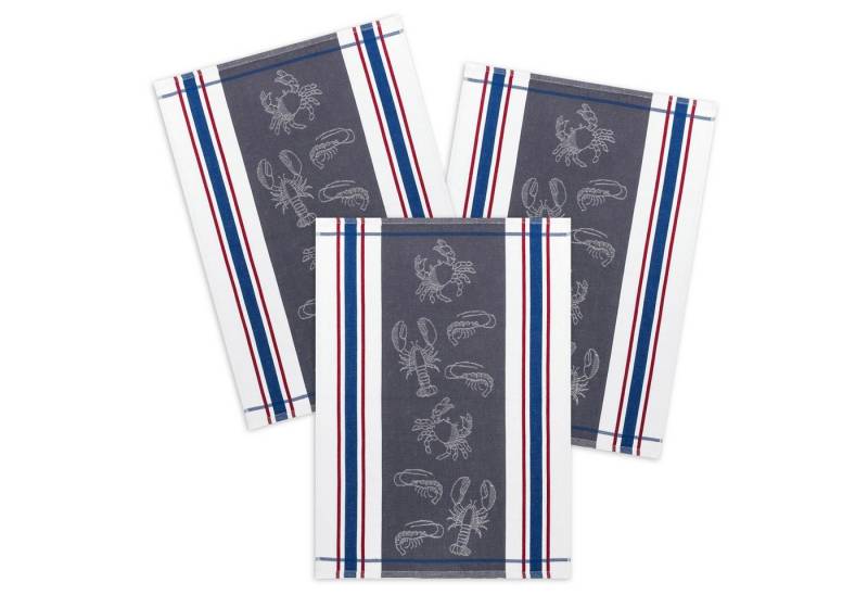 Kracht Geschirrtuch Seafood, (Set, 3-tlg., Set), 3er Pack Geschirrtücher (3 Stück), ca. 50 x 70 cm, Halbleinen Jacquard von Kracht