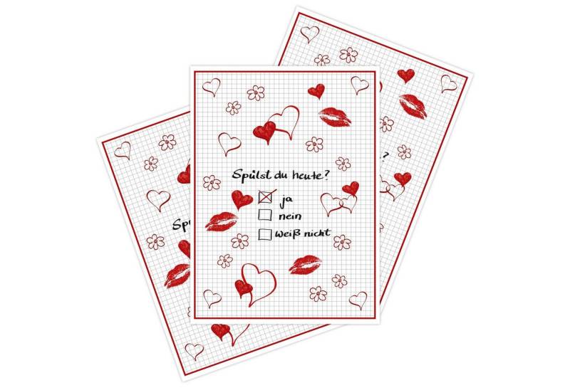 Kracht Geschirrtuch Spülst du heute?, (Set, 3-tlg., Set), 3er Pack Geschirrtücher (3 Stück), ca. 50 x 70 cm, Halbleinen bedruckt von Kracht