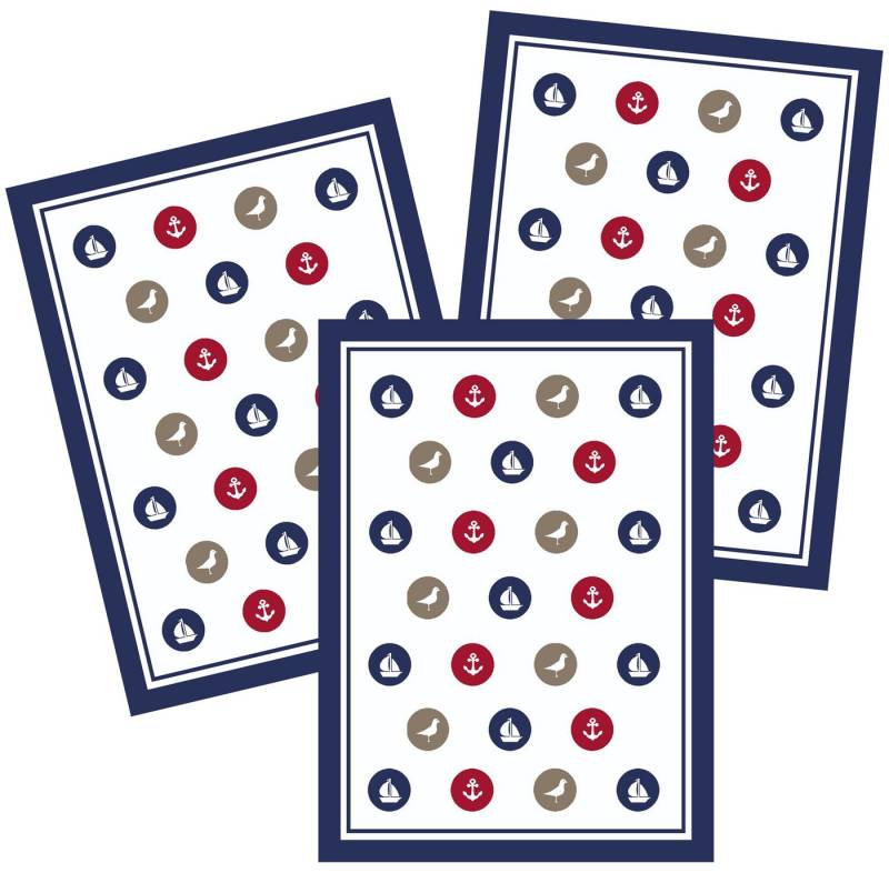 Kracht Geschirrtuch Strandleben, (3-tlg., 3-teilig), 3er Pack Geschirrtücher (3 Stück), ca. 50 x 70 cm, Halbleinen bedruckt von Kracht