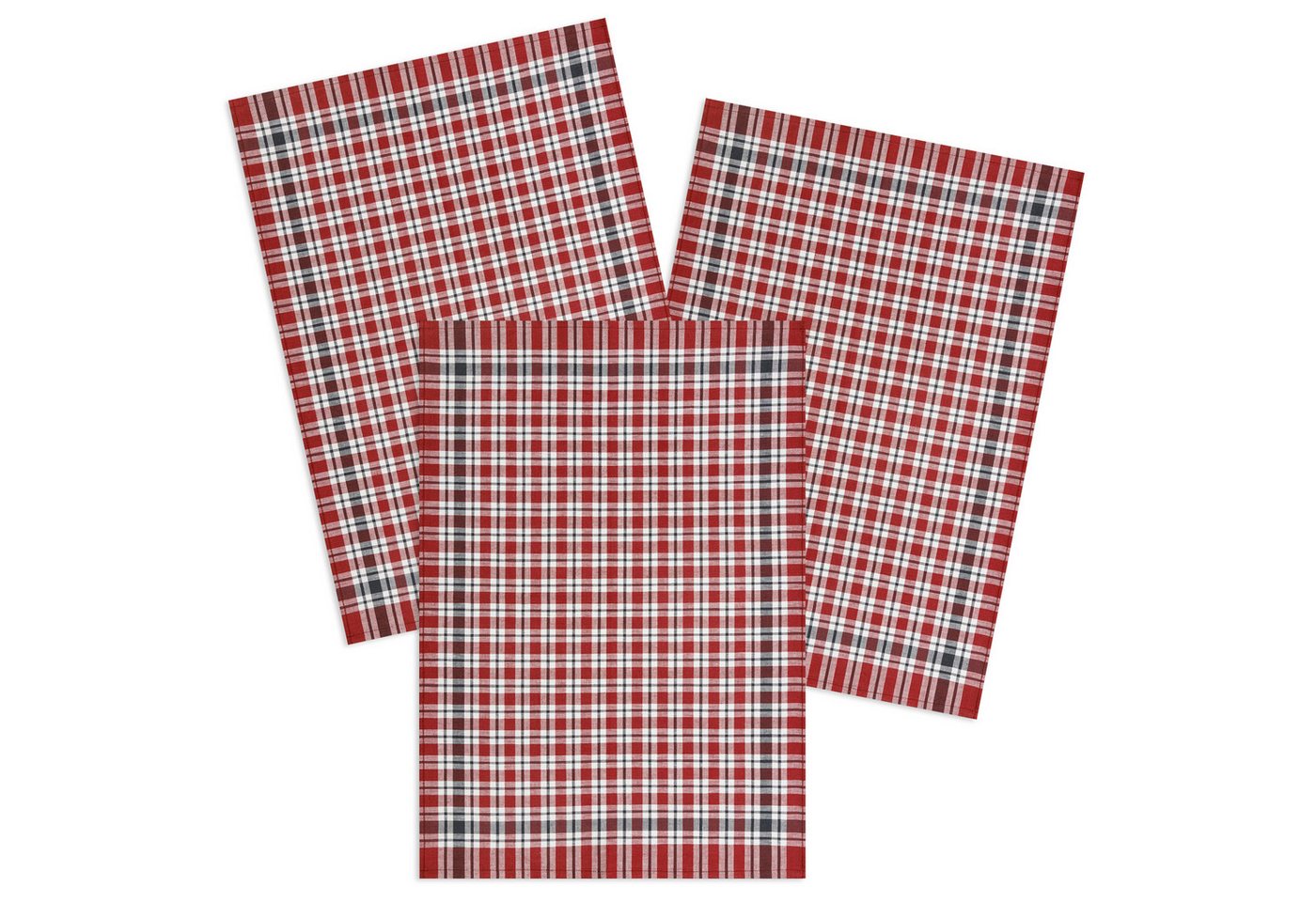 Kracht Geschirrtuch Wäschekaro, (Set, 3-tlg., 3-teilig), 3er Pack Geschirrtücher (3 Stück), ca. 50 x 70 cm, Halbleinen von Kracht