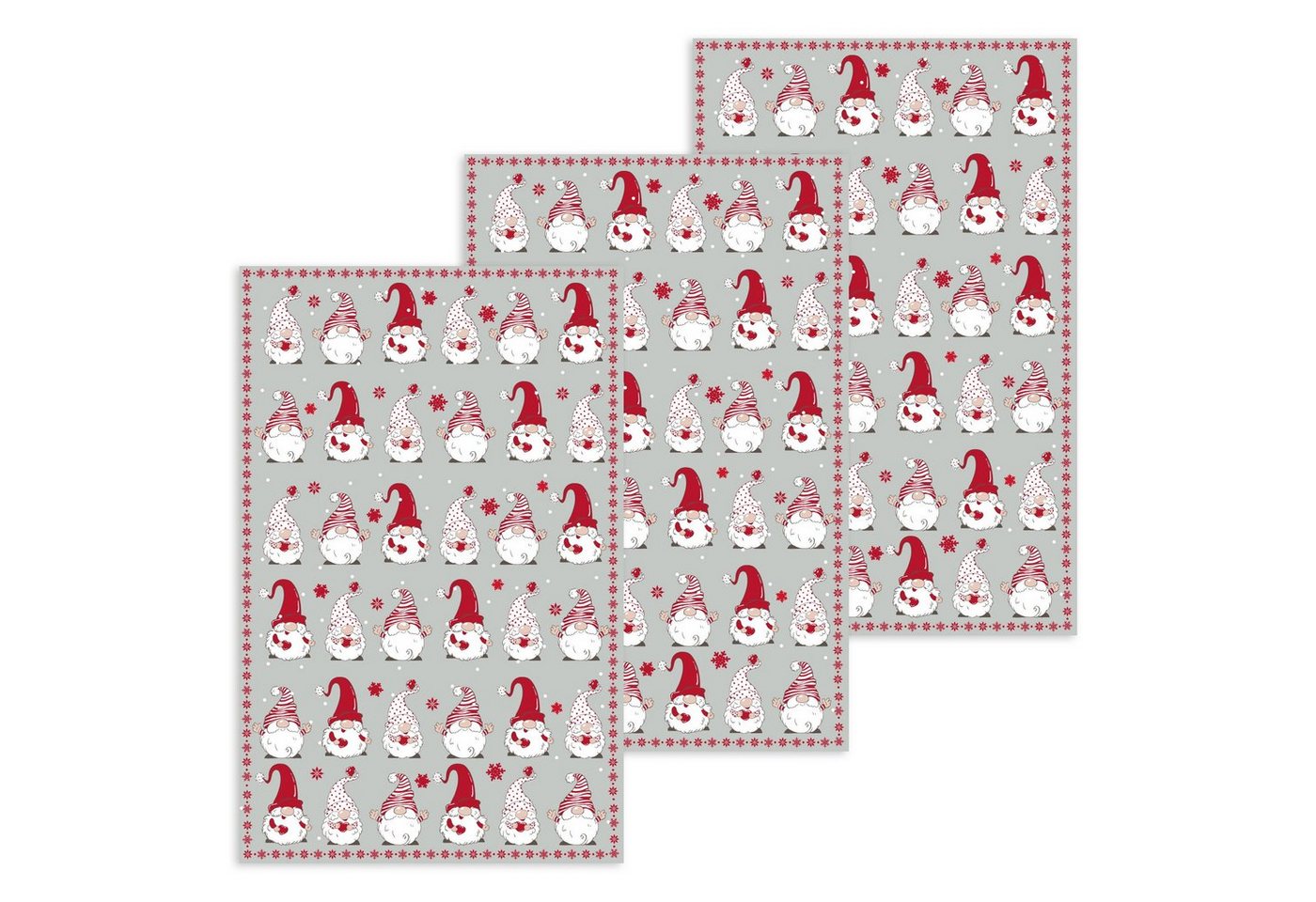 Kracht Geschirrtuch Wichtel Weihnachten, (Set, 3-tlg., Set), 3er Pack Geschirrtücher (3 Stück), ca. 45 x 70 cm, Baumwolle bedruckt von Kracht