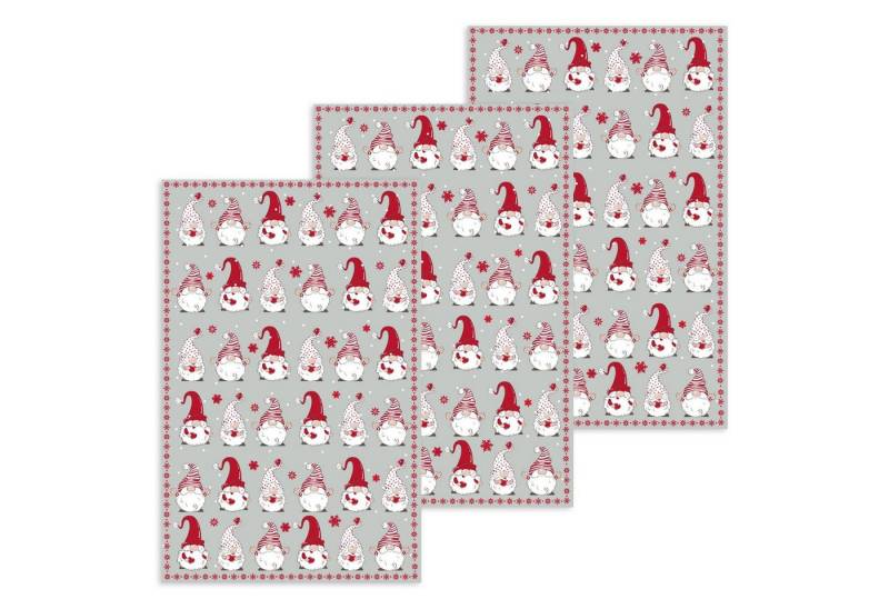Kracht Geschirrtuch Wichtel Weihnachten, (Set, 3-tlg., Set), 3er Pack Geschirrtücher (3 Stück), ca. 45 x 70 cm, Baumwolle bedruckt von Kracht