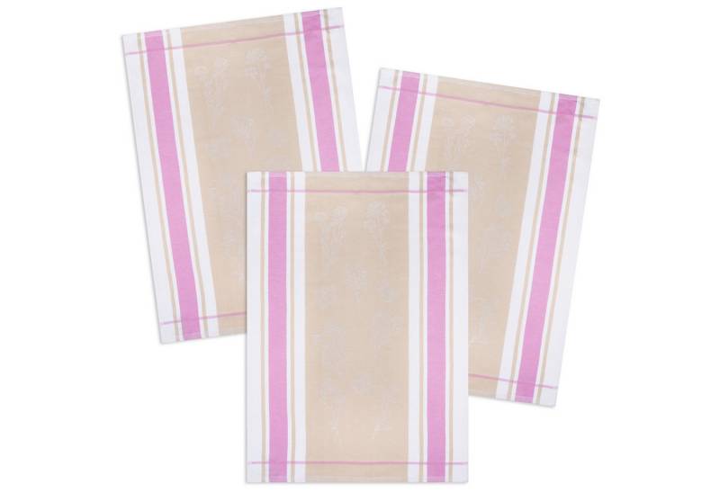 Kracht Geschirrtuch Wildblumen, (Set, 3-tlg., 3-teilig), Geschirrtücher ca. 50 x 70 cm Halbleinen Jacquard von Kracht