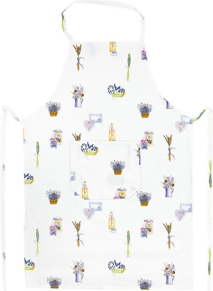 Kracht Kochschürze Lavendelkörbchen, (Set, 1-tlg., Set), Nackenband und aufgesetzte Tasche ca.70x90cm Baumwolle von Kracht