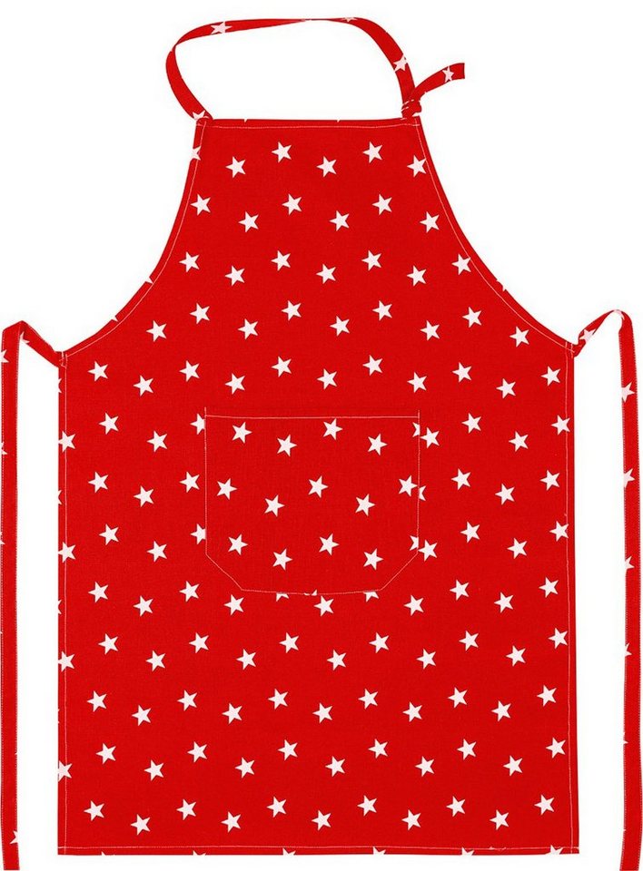 Kracht Kochschürze Sternchen, (Set, 1-tlg., Set), Nackenband und aufgesetzte Tasche ca.70x90cm Baumwolle von Kracht