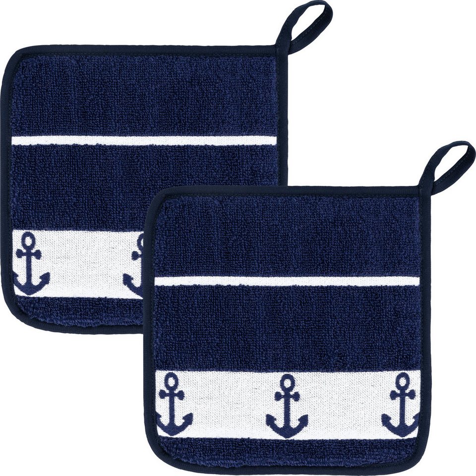 Kracht Kochschürze Topflappen "Anker" 2er-Pack, Frottier Motiv von Kracht