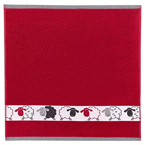 Kracht Küchen Textilien Schäfchen Baumwoll Küchentuch 50x50 cm rot 3er Pack von Kracht