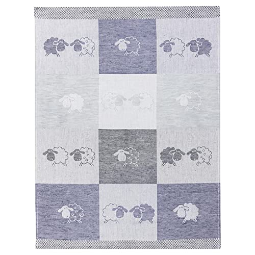 Kracht Küchen Textilien Schäfchen Halbleinen Küchentuch Jacquard 50x70 cm blau 3er Pack von Kracht