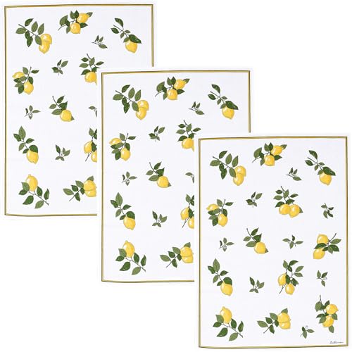Kracht Geschirrtuch "Zitronen" 3er-Pack Halbleinen gelb-grün Größe 50x70 cm von KRACHT