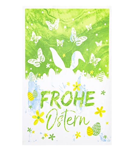 Kracht Reduziert Geschirrtücher für Ostern aus Reiner Baumwolle, Frohe Ostern, 2er Pack, 45x70 cm von Kracht