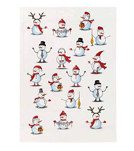 Kracht Reduziert Geschirrtücher für Weihnachten aus Halbleinen, Schneemänner, 2er Pack, 50x70 cm von KRACHT