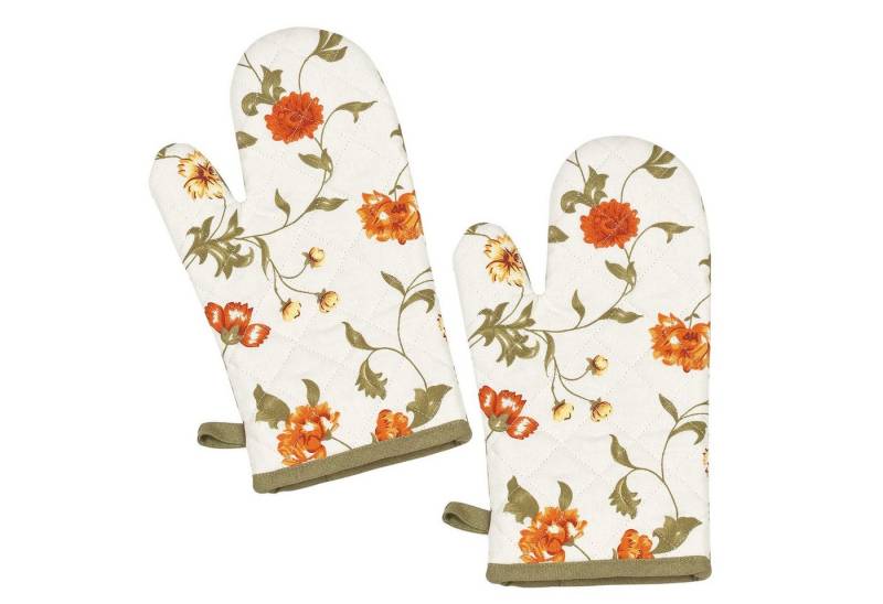Kracht Topfhandschuhe Blümchen, (Set, 2-tlg., Set), 2er Set Ofenhandschuhe, wattiert, ca. 20x30 cm von Kracht