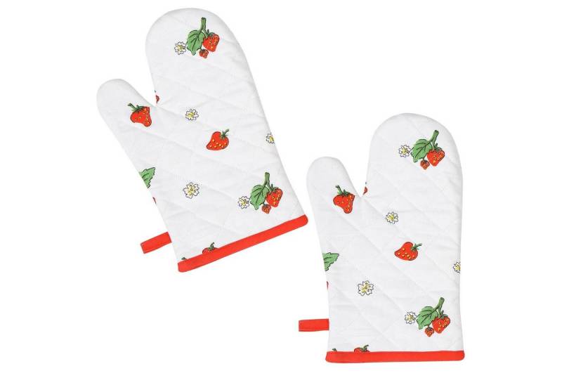 Kracht Topfhandschuhe Erdbeere, (Set, 2-tlg., 2-teilig), 2er Set Ofenhandschuhe, wattiert, ca. 20x30 cm von Kracht