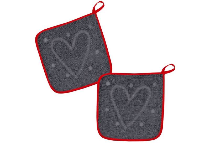 Kracht Topflappen 100% Liebe, (Set, 2-tlg., Set), 2er Set Topflappen, Baumwoll Frottier, ca. 22x22 cm von Kracht