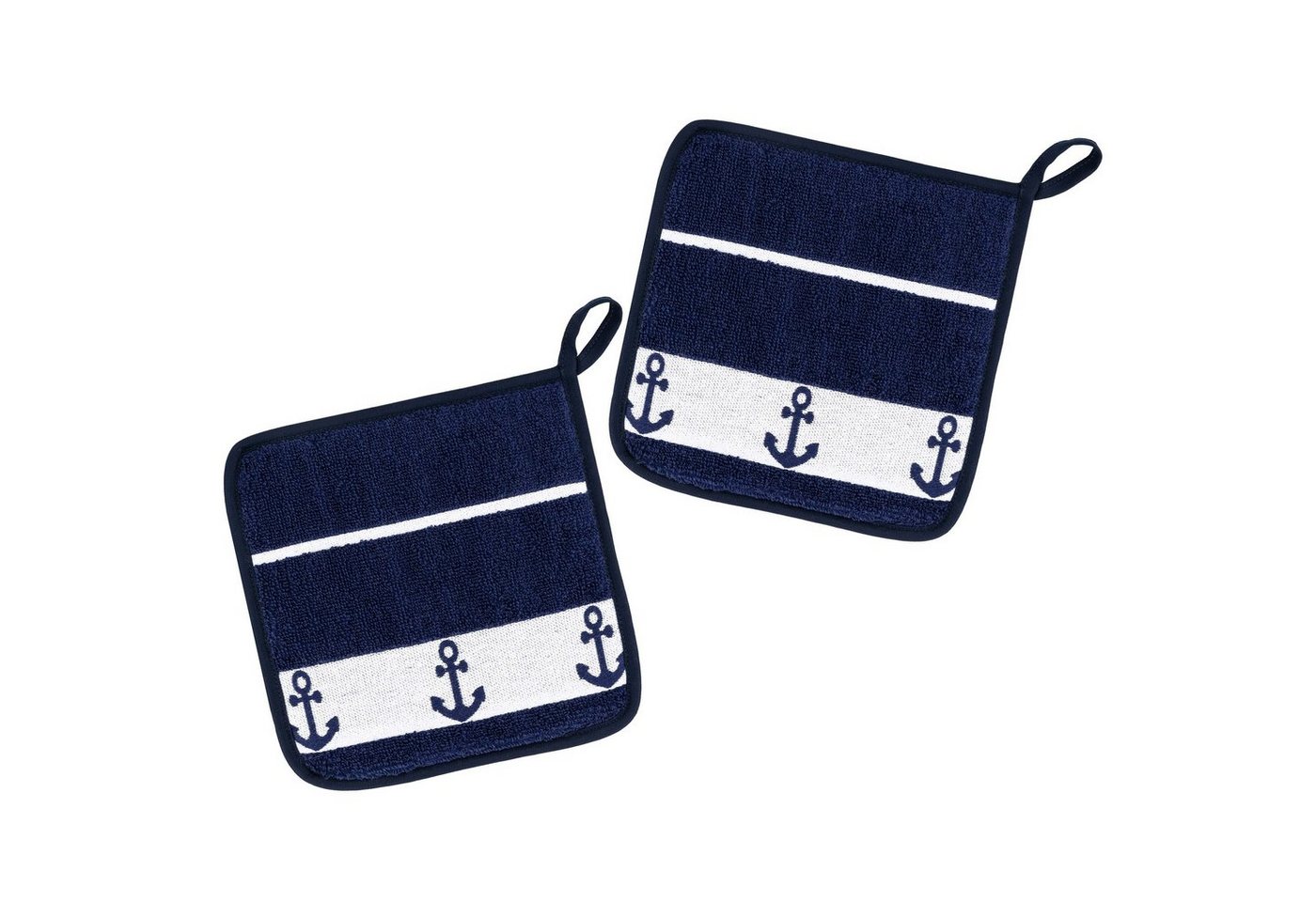 Kracht Topflappen Anker, (Set, 2-tlg., Set), 2er Set Topflappen, Baumwoll Frottier, ca. 22x22 cm von Kracht