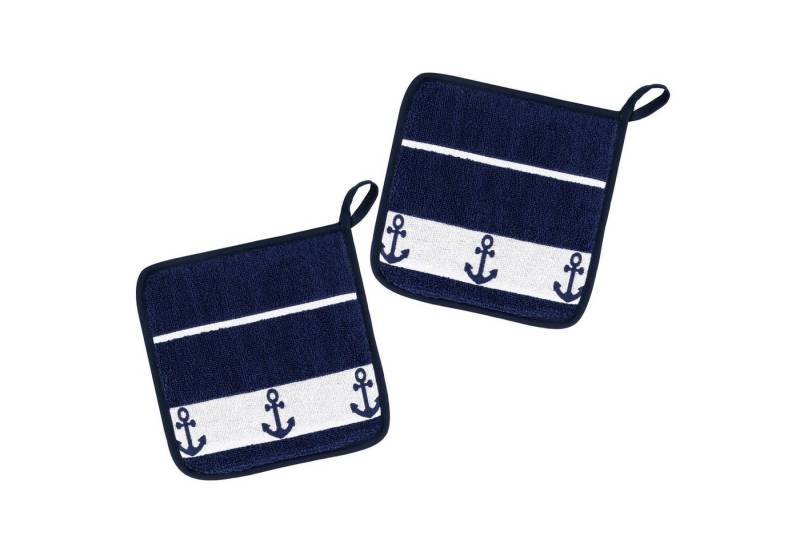 Kracht Topflappen Anker, (Set, 2-tlg., Set), 2er Set Topflappen, Baumwoll Frottier, ca. 22x22 cm von Kracht