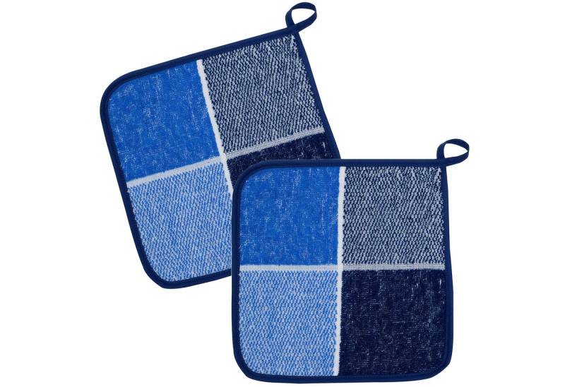 Kracht Topflappen Blockkaro, (Set, 2-tlg., 2-teilig), 2er Set Topflappen, Baumwoll Frottier, ca. 22x22 cm von Kracht