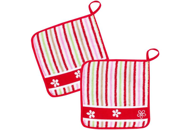 Kracht Topflappen Blümchen, (Set, 2-tlg., 2-teilig), 2er Set Topflappen, Baumwoll Frottier, ca. 22x22 cm von Kracht