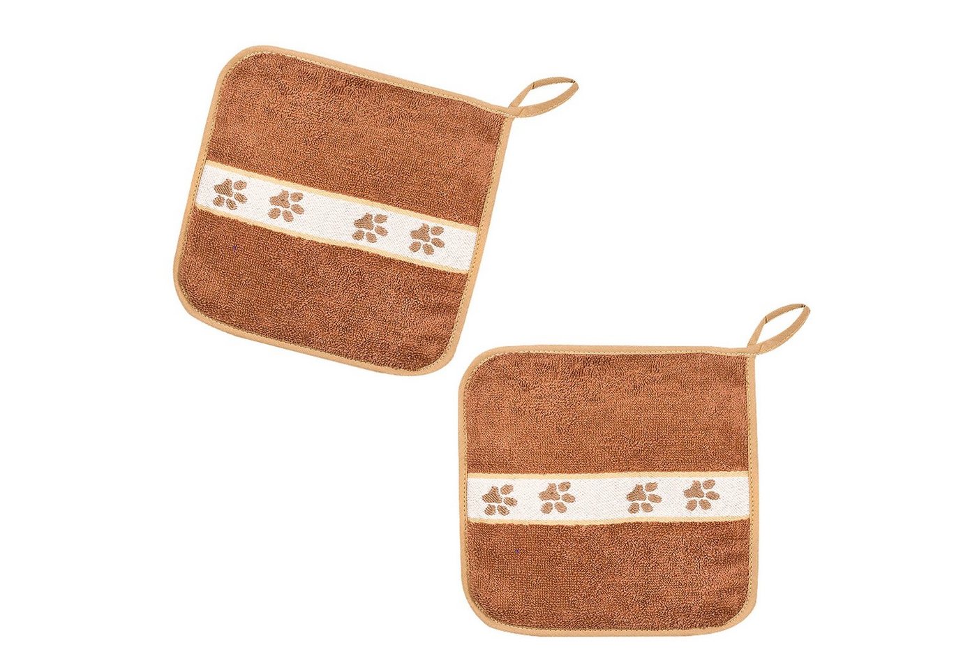 Kracht Topflappen Katzenpfoten, (Set, 2-tlg., Set), 2er Set Topflappen, Baumwoll Frottier, ca. 22x22 cm von Kracht